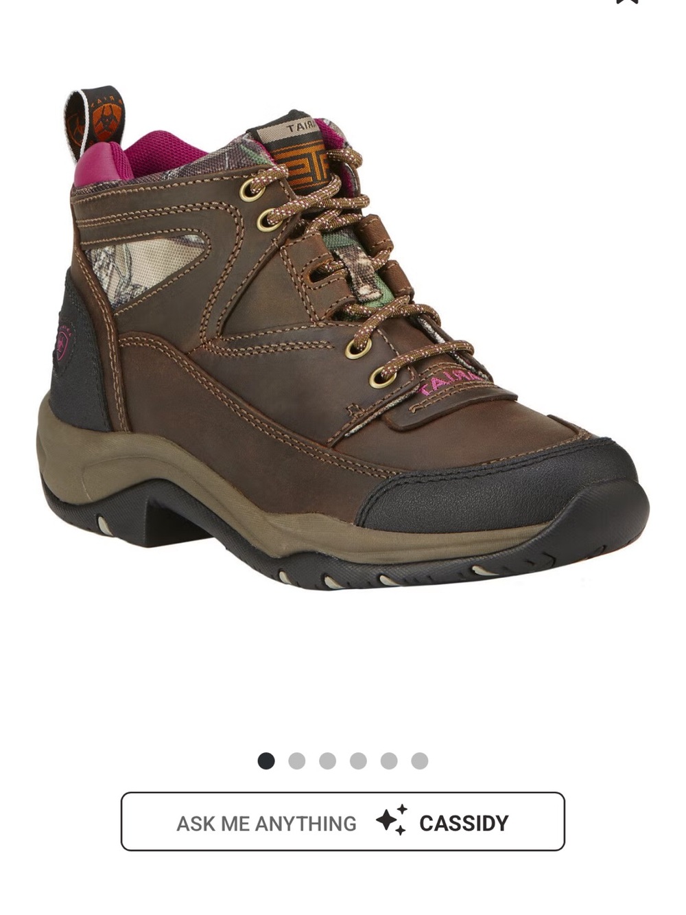 Ariat Brown Lace-Up Hiking Boots with Pink Lining - Picture 6 of 6